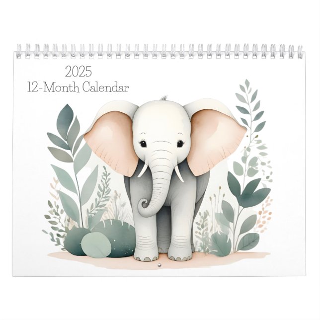 Boho Woodland Animals 2025 Calendrier 12 mois (Protection)