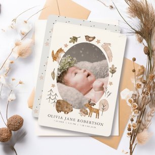 Boho Woodland Animaux Faire-part de naissance
