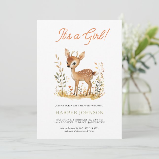 Boho Woodland Baby shower animal Invitation (Debout devant)