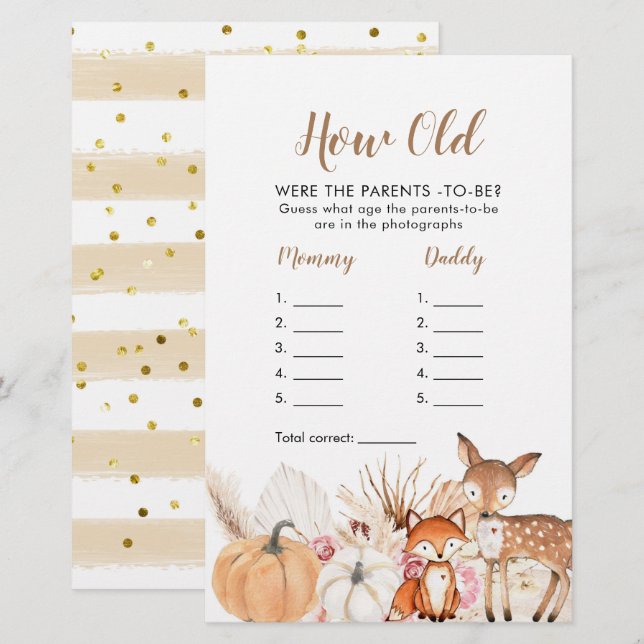 Boho Woodland Citrouille Quel âge avaient les pare (Devant / Derrière)