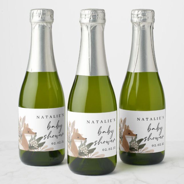 Boho Woodland Mini Sparkling Wine Set Étiquette (Bouteilles)