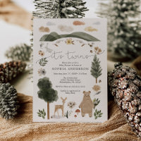 Boho Woodland Twins Baby shower carte d'invitation