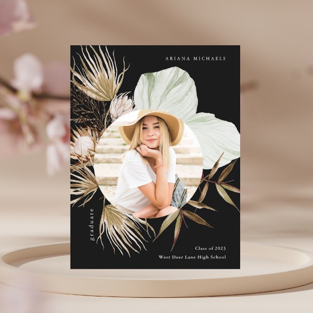 Boho Wreath One Photo Graduation Party Invitation (Créateur téléchargé)