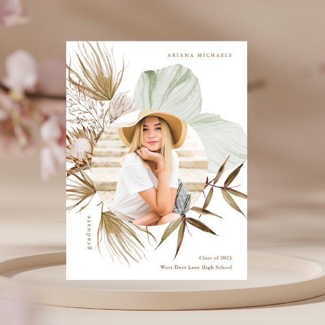Boho Wreath One Photo Graduation Party Invitation (Créateur téléchargé)