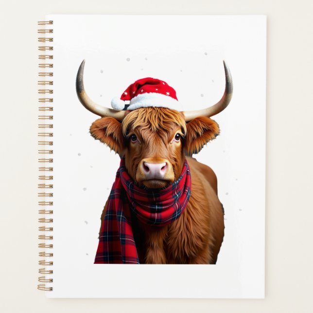 Boho Xmas Noël T-Shirt Vache des Highlands (1) (Devant)