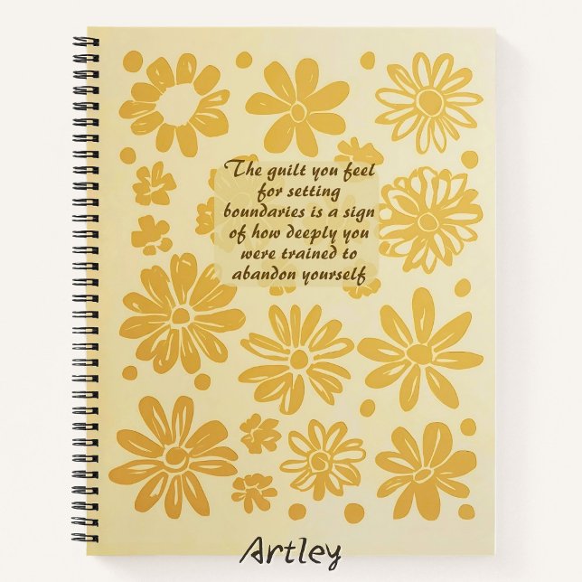 Boho Yellow Floral Timbre Custom Quote Journal (Créateur téléchargé)