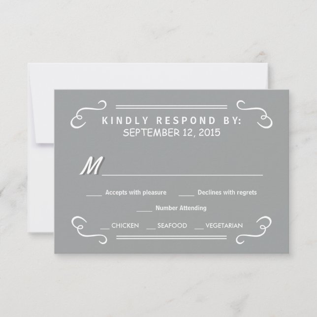 Boire à manger et RSVP Silver Grey Rustique Mariag (Devant)