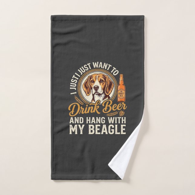 Boire Bière Beagle Chien Bière Artisanale Bouteill (Serviette à main)