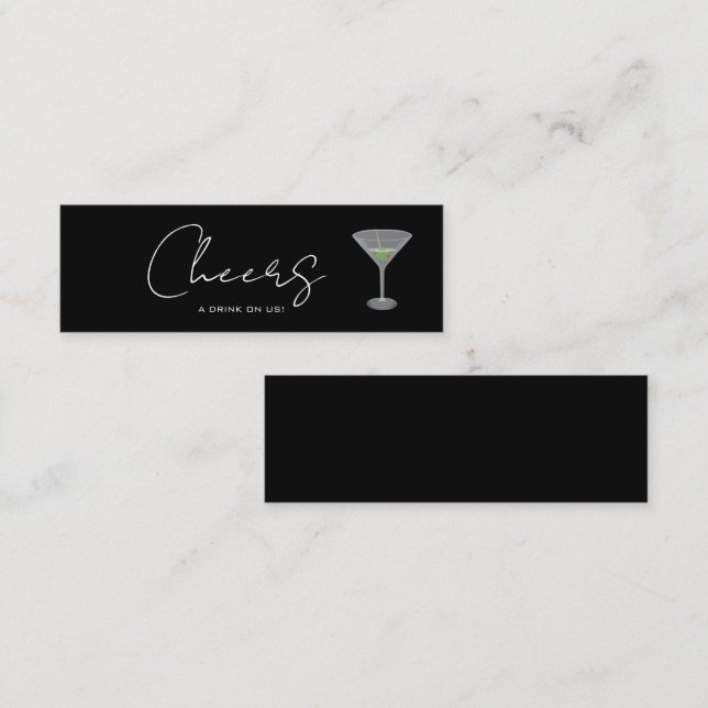 Boire Billet Cheers Mariage Réception Mini Carte (Devant / Derrière)