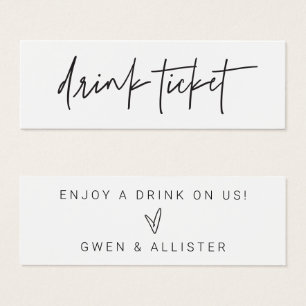 Boire Billet Mariage Bar de réception Carte de jet
