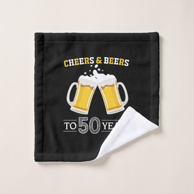 Boire de bière Cheers et bières à 50 ans Anniversa (Gant de toilette)