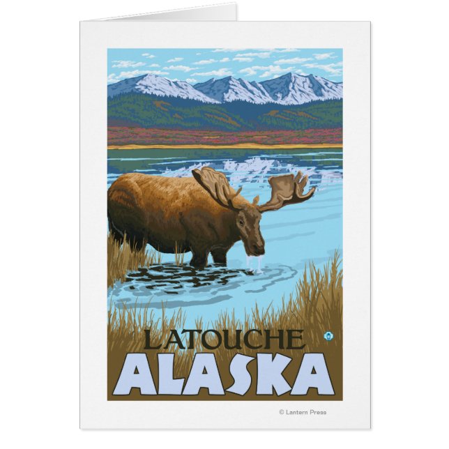 Boire de l'orignal au lac - Latouche, Alaska (Devant)