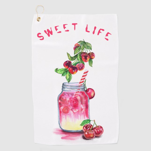 Boire des cerises fraîches Serviette de golf - Tex (Devant)