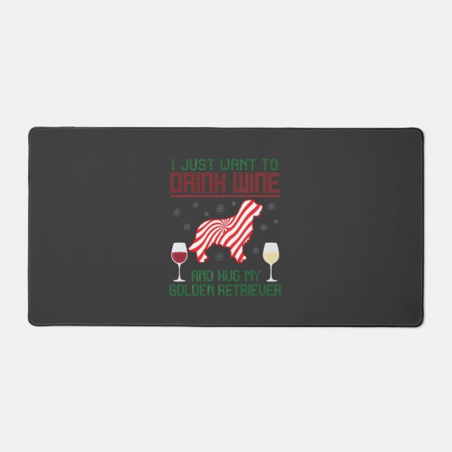 Boire du vin câliner Retriever d'or Noël (Recto)