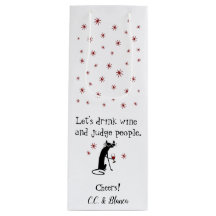 Boire du vin et Juge Funny Sac cadeau de chat