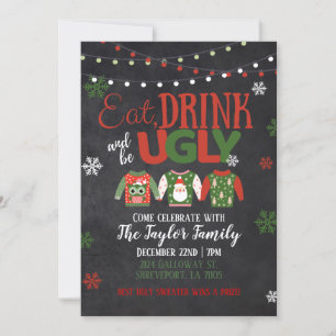 Boire et être moche Noël Fête Invitation