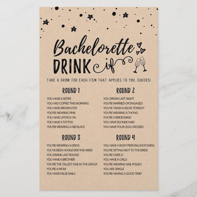 BOIRE modifiable SI Bachelorette, partie de la fêt (Devant)