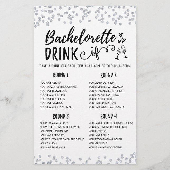 BOIRE modifiable SI Bachelorette, partie de la fêt (Devant)