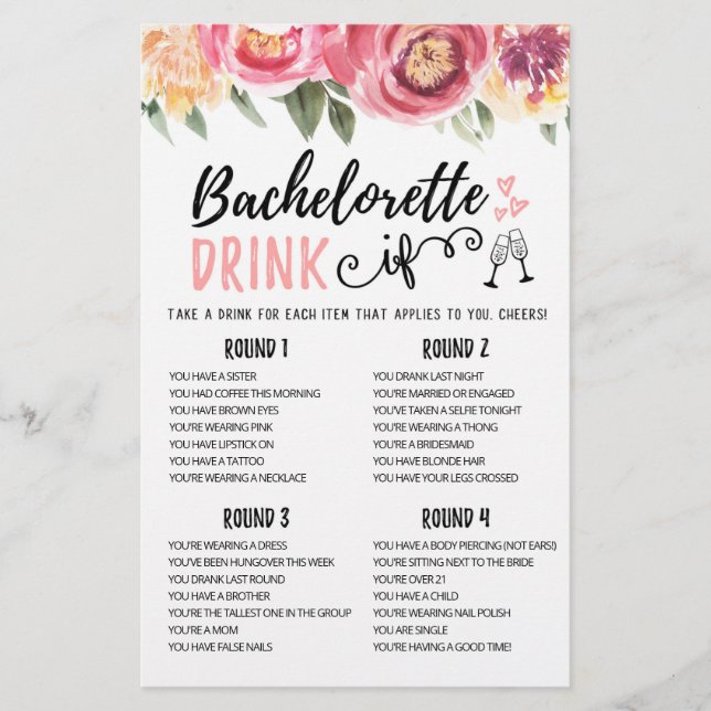 BOIRE modifiable SI Bachelorette, partie de la fêt (Devant)