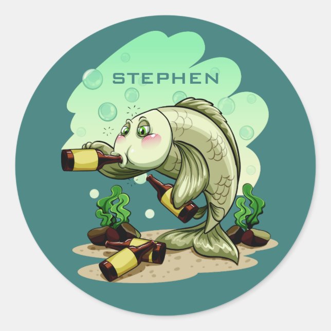 Boire Poisson autocollants de nom personnalisé (Devant)