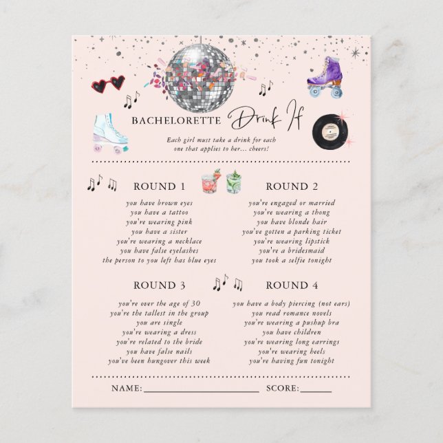 Boire si | Roller Sking Bachelorette Party Jeu (Devant)
