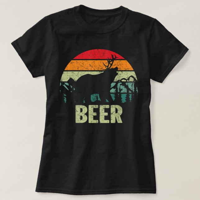 Boire Vintage amusante - Bear Deer Beer TShirt (Design devant)