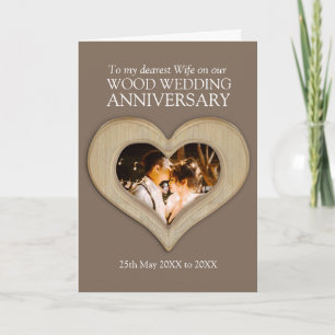 Bois 5e anniversaire mariage carte photo