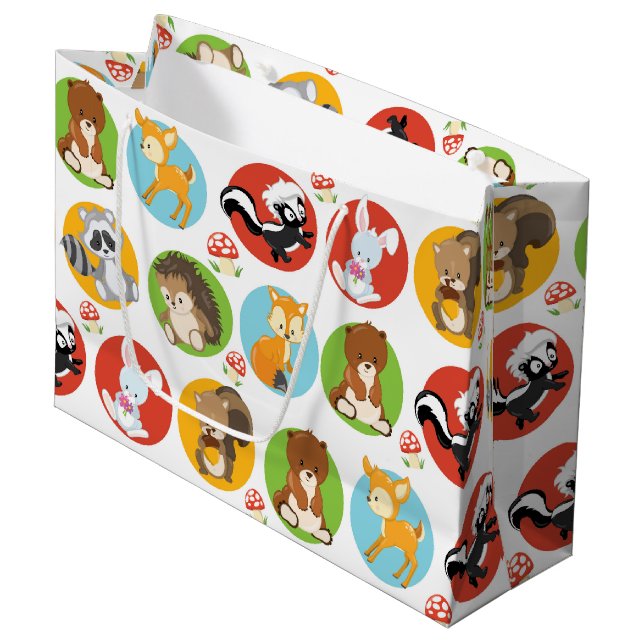 Bois Animal fête grand sac cadeau (Devant Angle)