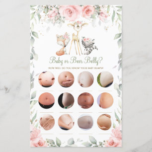 Bois animal floral bébé ou bières jeu de ventre