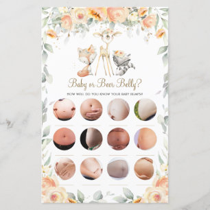 Bois animal floral bébé ou bières jeu de ventre