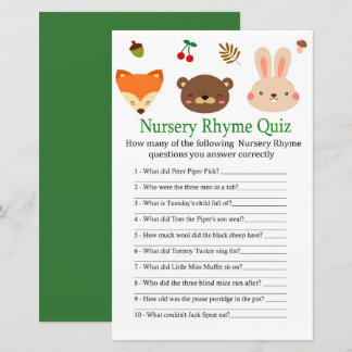 Bois animal Nursery Rhyme Quiz bébé showergame
