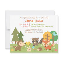 Bois animal thème bébé douche Invitations