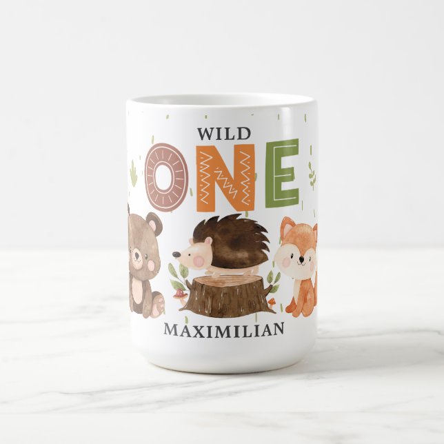 Bois Animaux 1er Anniversaire Café Mug (Centre)
