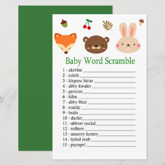 Bois animaux Baby mot scramble jeu