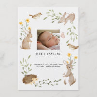 Bois Animaux Baby Photo Faire-part de naissance