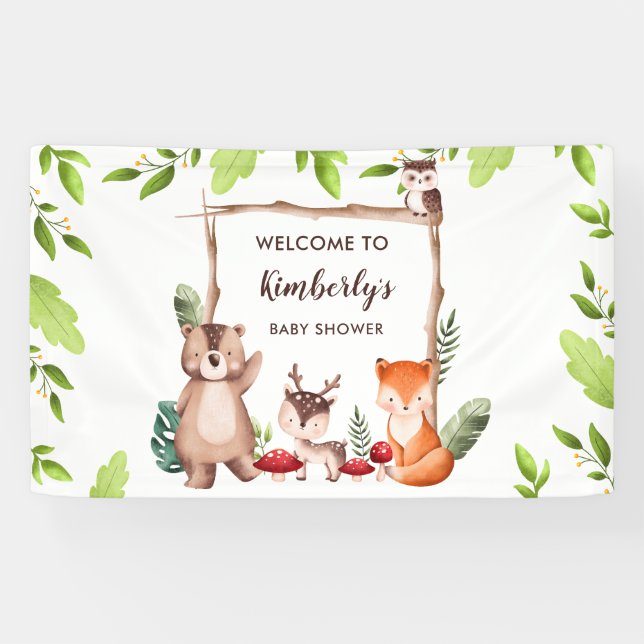 Bois Animaux Baby shower Bannière de fond (Horizontal)
