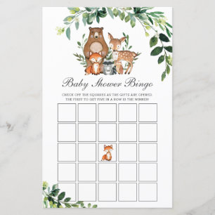 Bois Animaux Baby shower de verdure Bingo Jeu