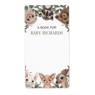 Bois animaux baby shower étiquettes de livres auto