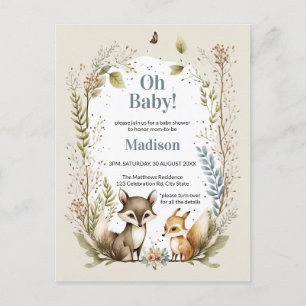 Bois Animaux Baby shower Invitation Garçon