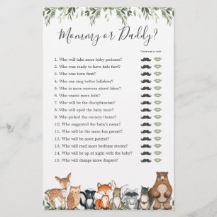 Bois Animaux Baby shower Maman ou Papa Jeu