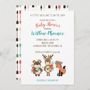 Bois Animaux Baby shower tribal Boho Invitation