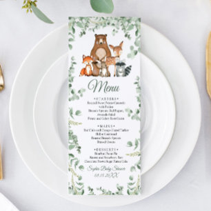 Bois Animaux Baby shower verdure Menu plat