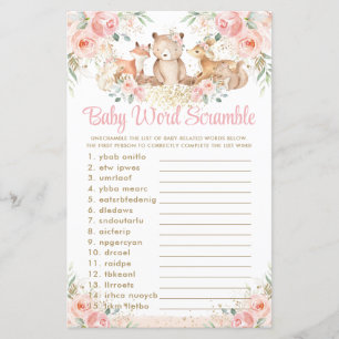 Bois Animaux Blush Floral Baby Word Scramble