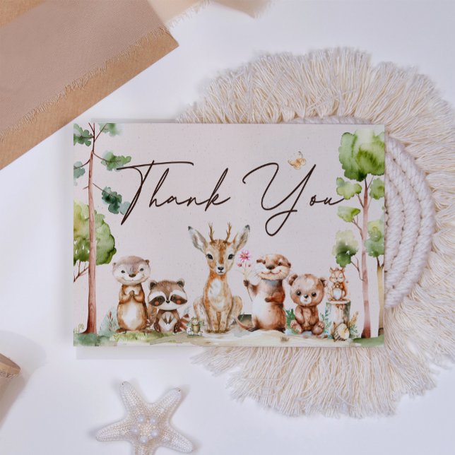 Bois Animaux Boho Baby shower Carte de remerciemen (Créateur téléchargé)