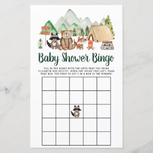 Bois Animaux Camping Baby shower Bingo Jeu