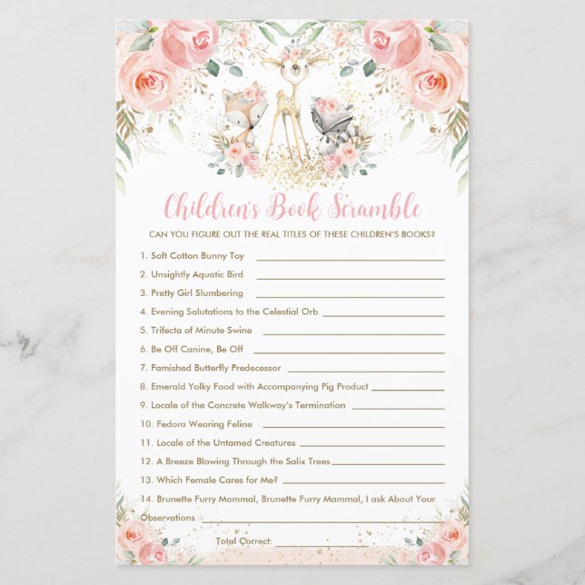 Bois Animaux Floraux Livre pour enfants Scramble (Devant)