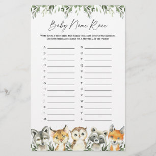 Bois Animaux Nom du Baby shower Course Jeu