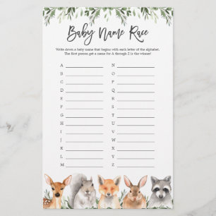 Bois Animaux Nom du Baby shower Course Jeu