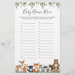 Bois Animaux Nom du Baby shower Course Jeu