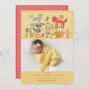 Bois Animaux Nouveau Faire-part de naissance bébé